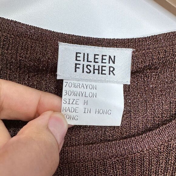 Eileen Fisher Ribbed Long Sleeve Sparkly Pullover Sweater Size Medium - Picture 5 of 6